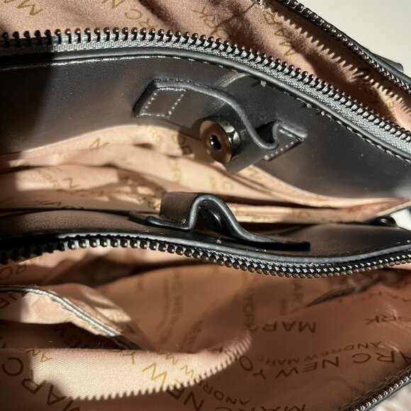 NWOT Mark New York Embelished Pattern Metalic Grey Satchel Bag - Picture 10 of 14